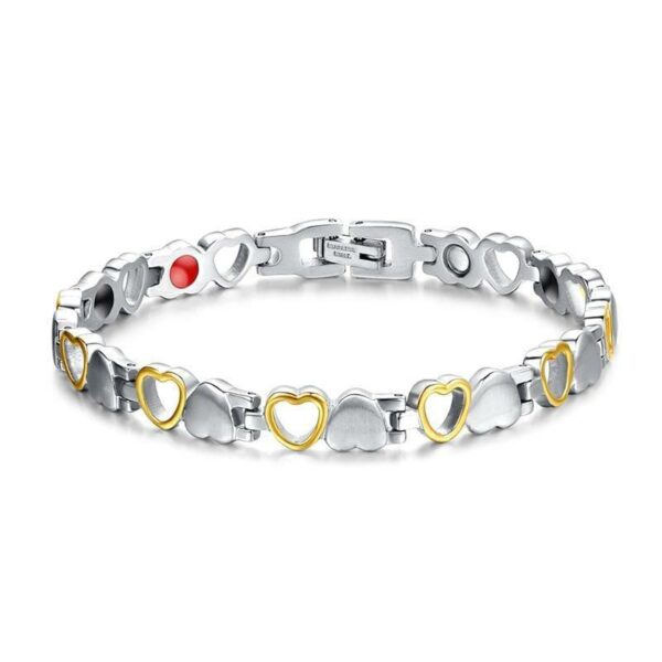 Silver and Gold Heart Magnetic Health Bracelet for women