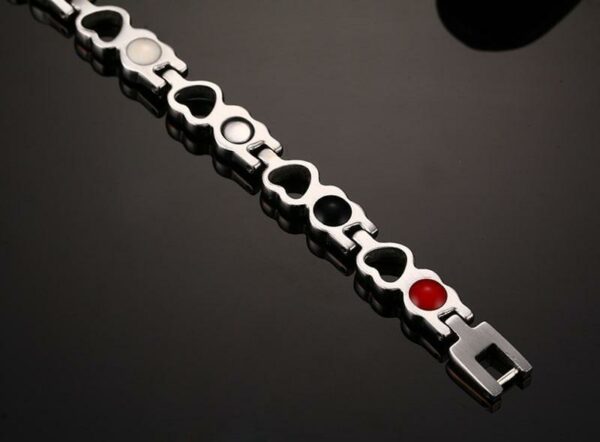 Silver and Gold Heart Magnetic Health Bracelet for women - Image 3