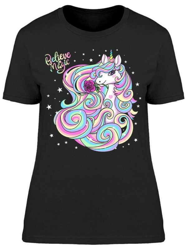 Believe Magic Unicorn Rose Tee Women's -Image by Shutterstock